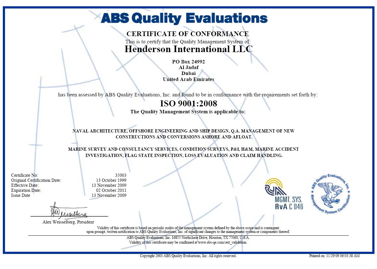 Quality Certificate